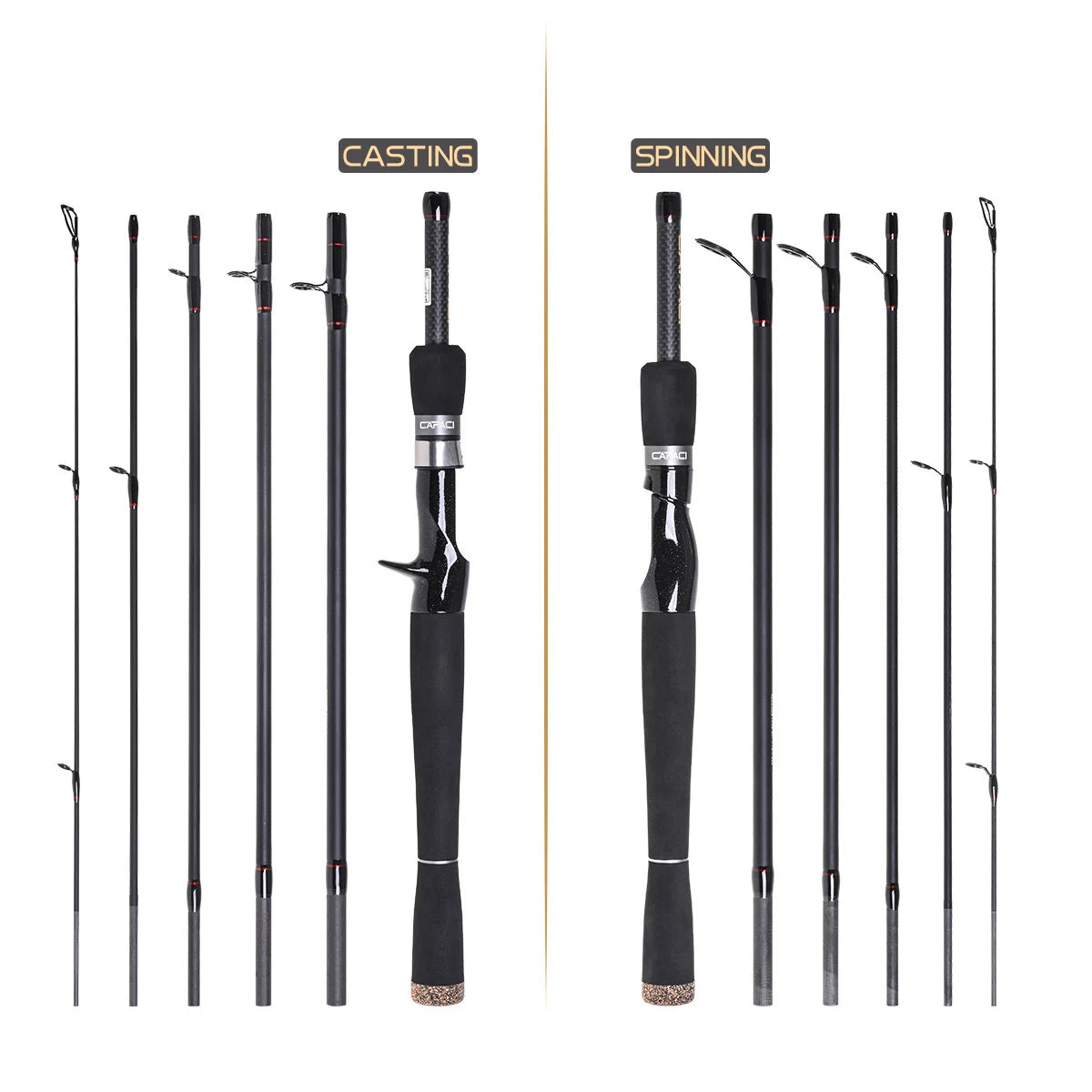 Travel Rod 2.1m 2.4m 2.7m Carbon Spinning Casting Ultralight ML