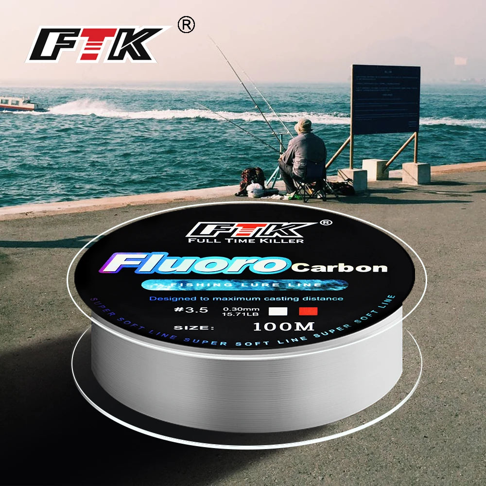 FTK 100m 4.13-34.32LB Fluorocarbon Leader Super Soft