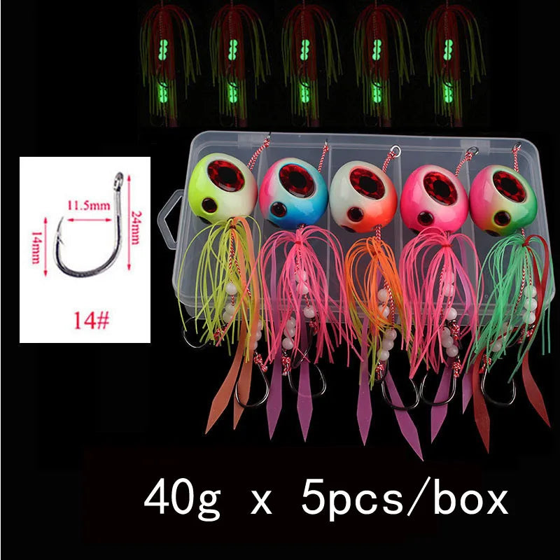 5-Piece Tai Kabura Slider Jig Set β 60β200 g Saltwater Bottom Fishing Lures