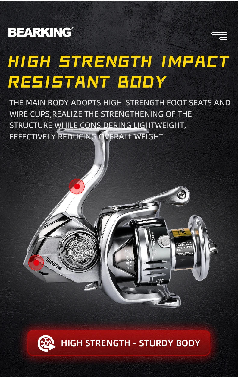 BEARKING Assassin Saltwater Spinning Reel 1000-6000 9+1BB 5.2:1 Max Drag 10-20KG