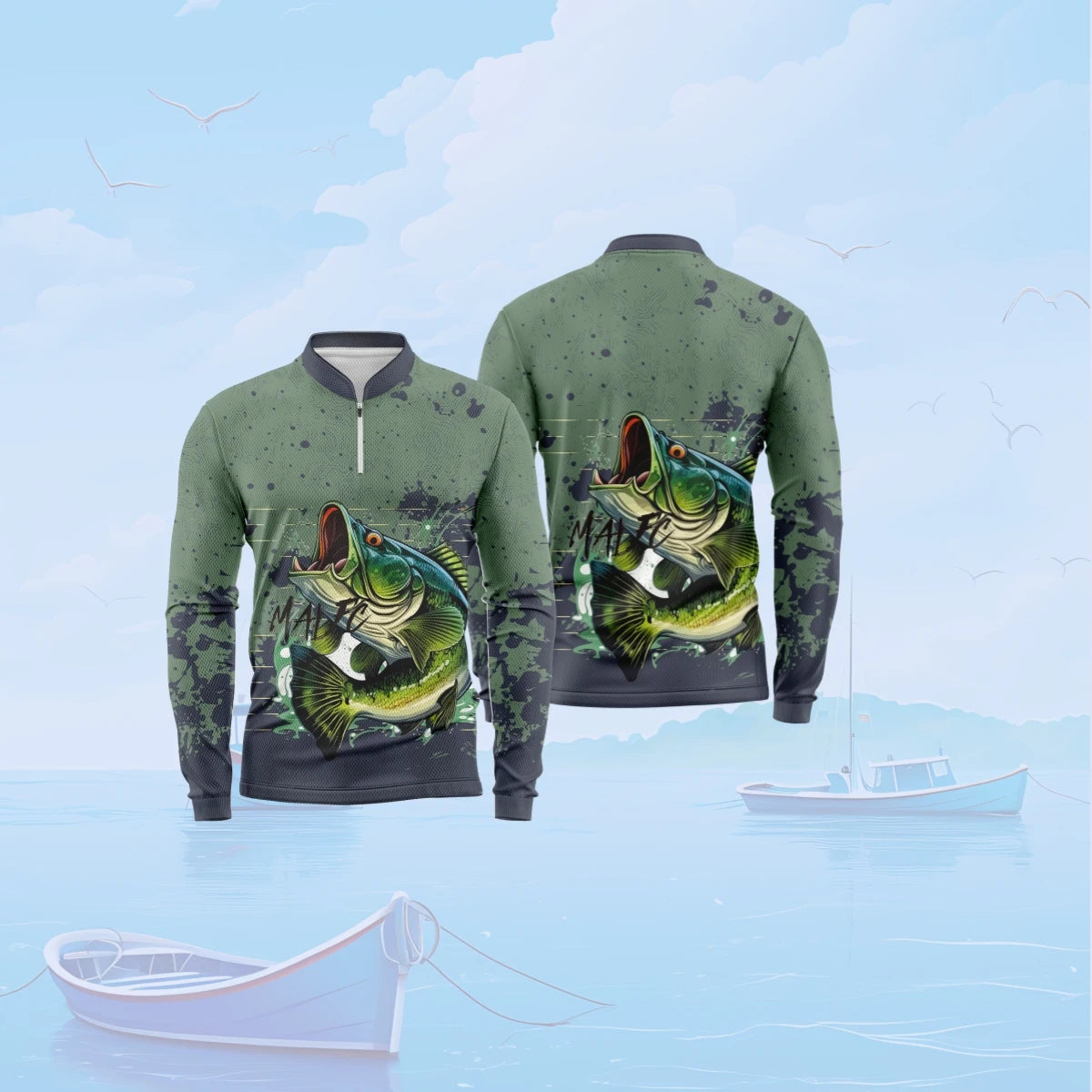 MALFC Long Sleeve Zip-Up Fishing Shirt β Quick-Dry, Breathable & UPF 50+ Sun Protection