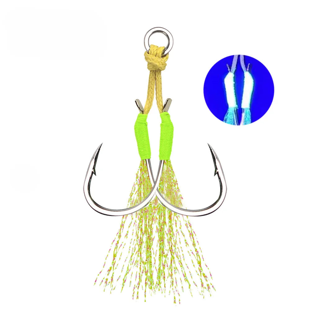 2Pairs/bag Double Barbed Premium Assist Hooks