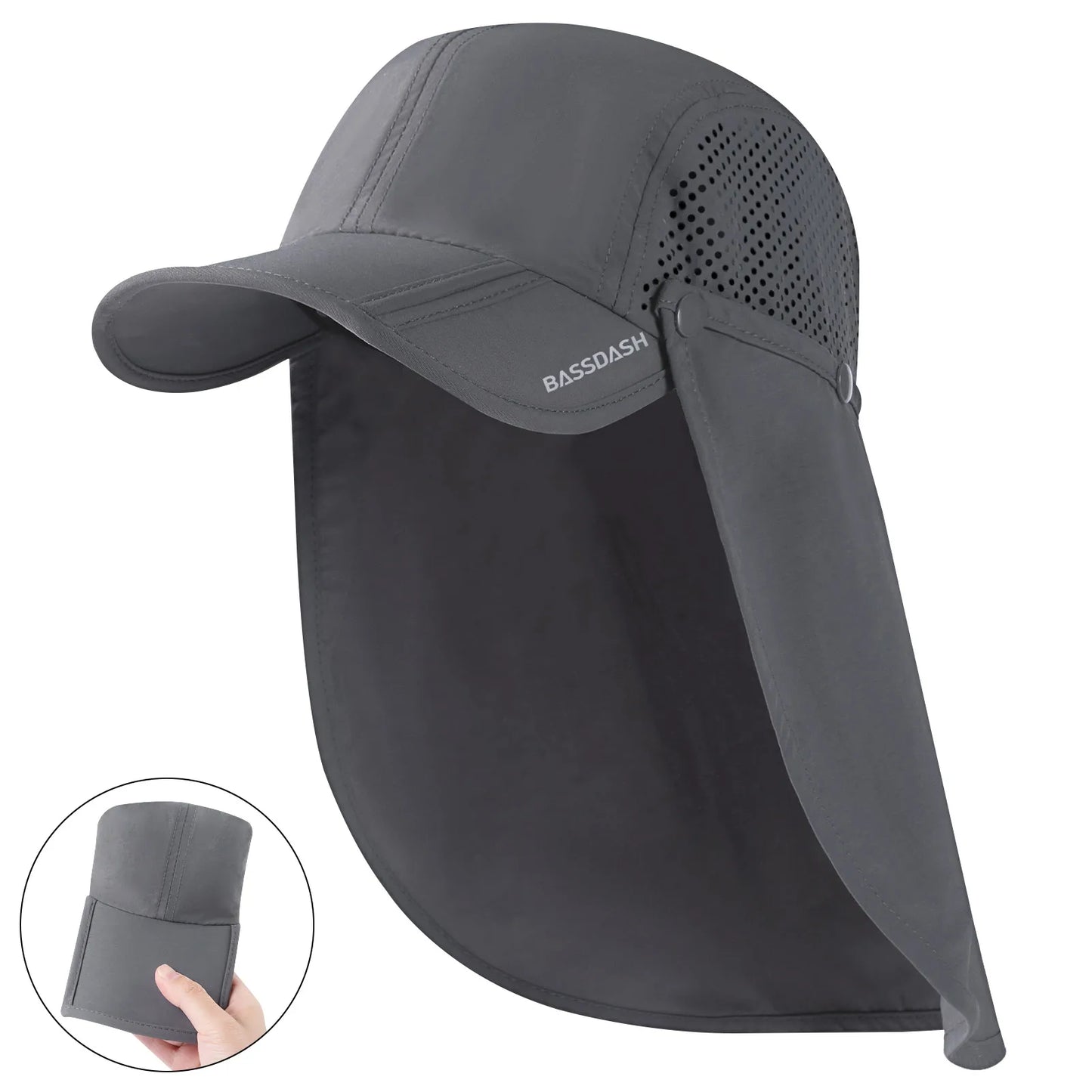 UPF 50+ Foldable Fishing Cap with Removable Neck Flap