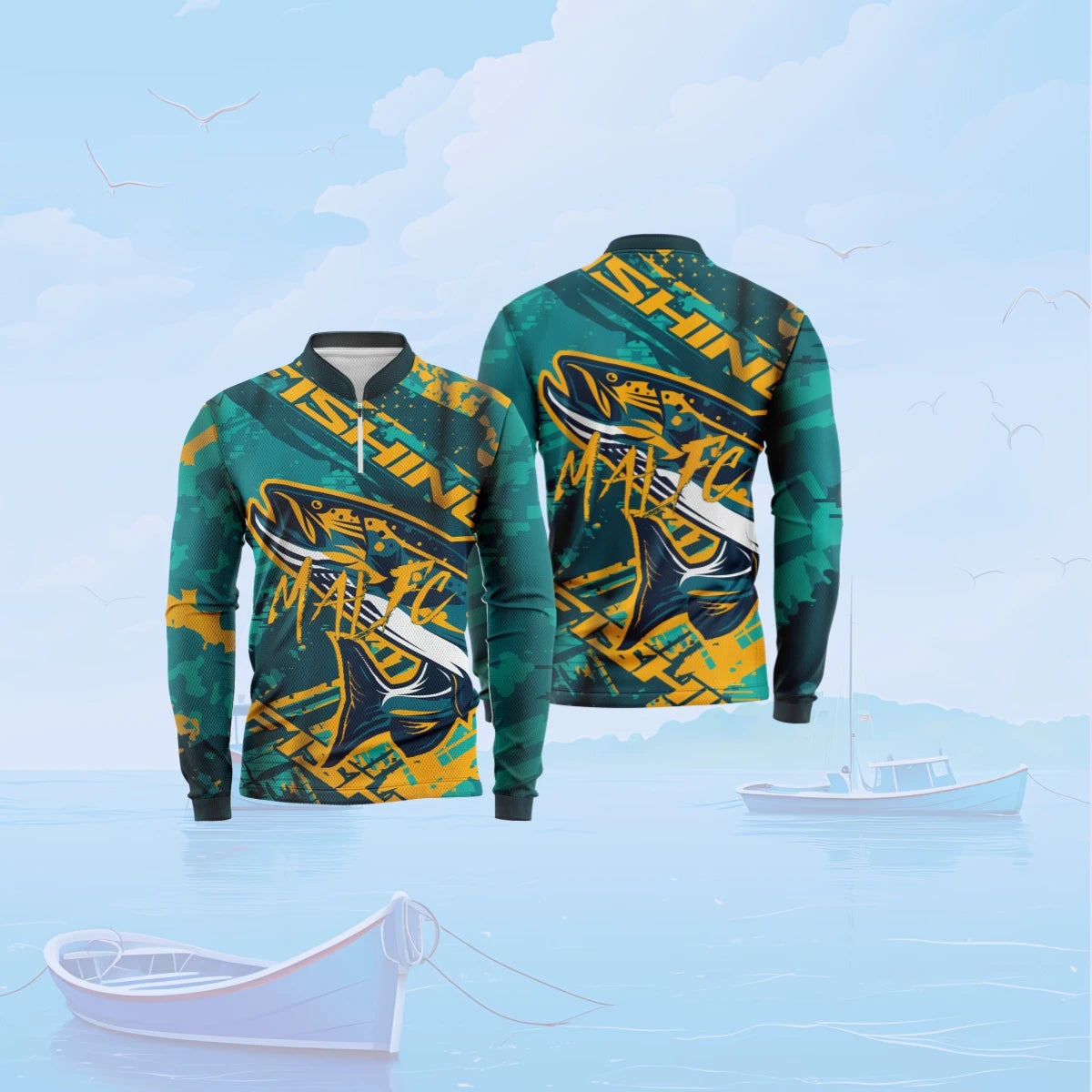 MALFC Long Sleeve Zip-Up Fishing Shirt β Quick-Dry, Breathable & UPF 50+ Sun Protection