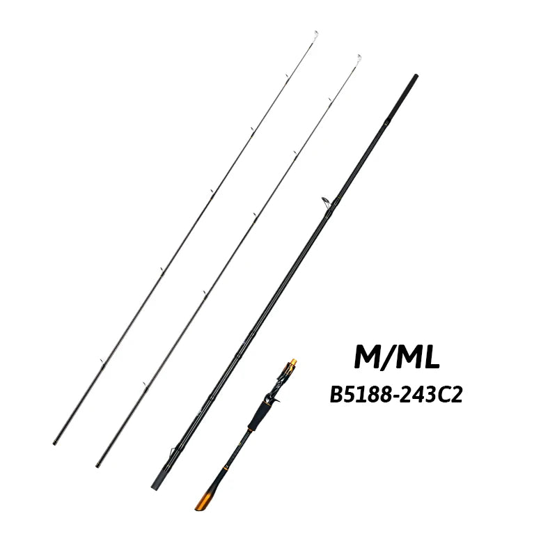 BIUTIFU 2-Tip Spinning & Baitcasting Rod – T1000 Carbon, Fuji Guides (1.8–2.7 m)