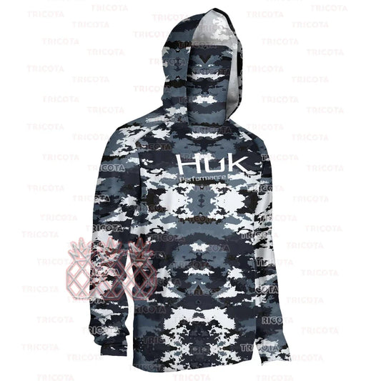 HUK Men Long Sleeve Hoodie Camouflage