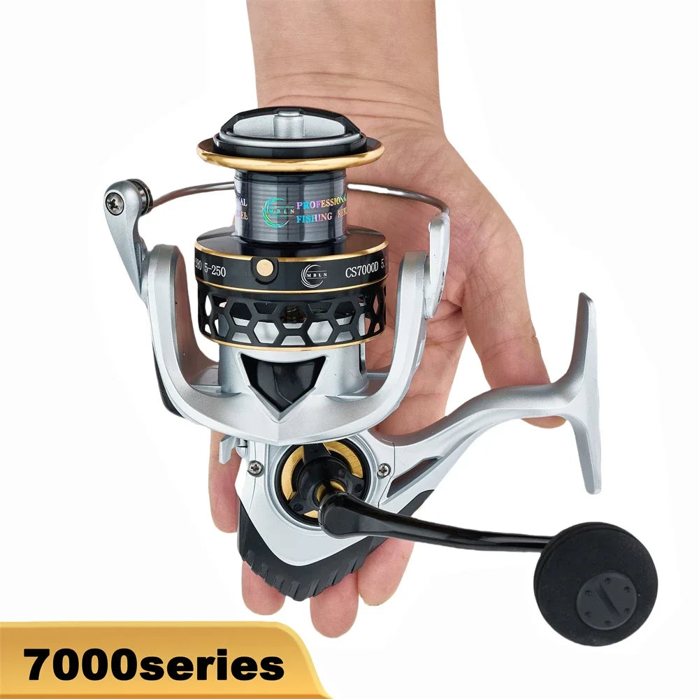 MBLN Heavy-Duty Spinning Reel | 25KG / 55LB Max Drag | Alloy Gear & Spool | CNC Metal Handle | Large Line Capacity