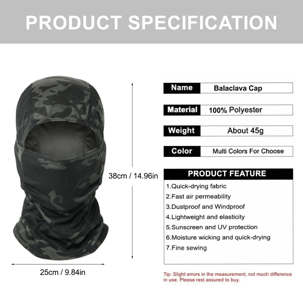 Camouflage Fishing & Hunting Balaclava – Breathable UV-Protective Face Mask