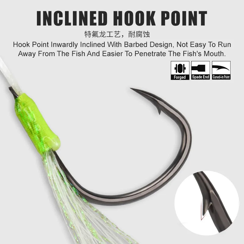 2Pairs/bag Double Barbed Premium Assist Hooks