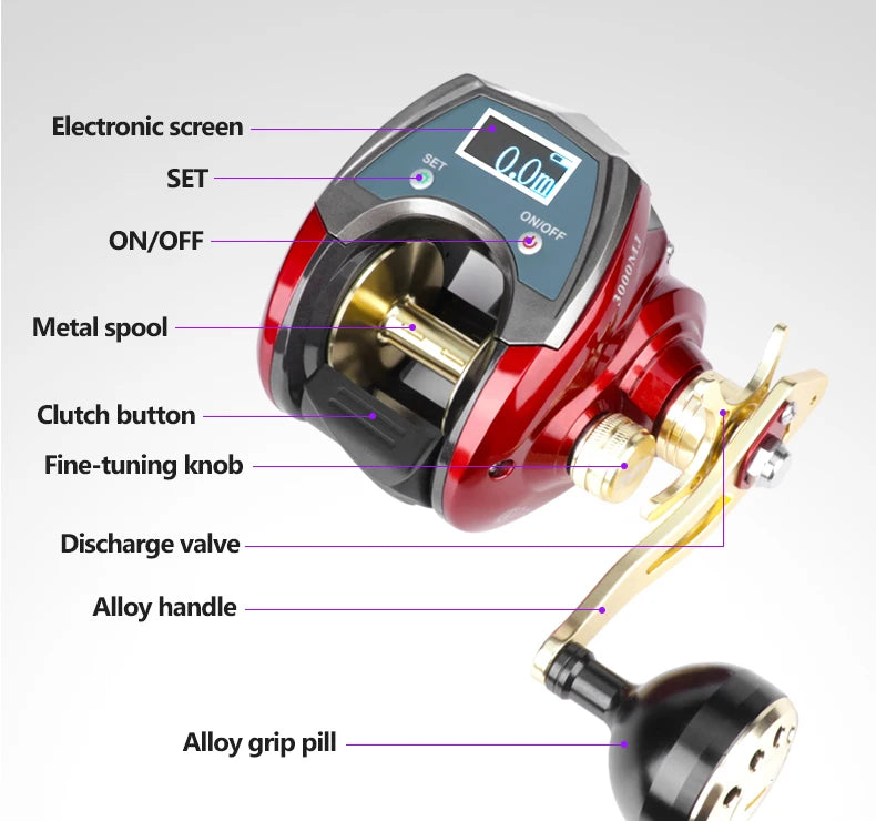 DEUKIO Full Metal Line Counter Baitcasting Reel | 6+1BB | LED Digital Display | Left & Right Hand
