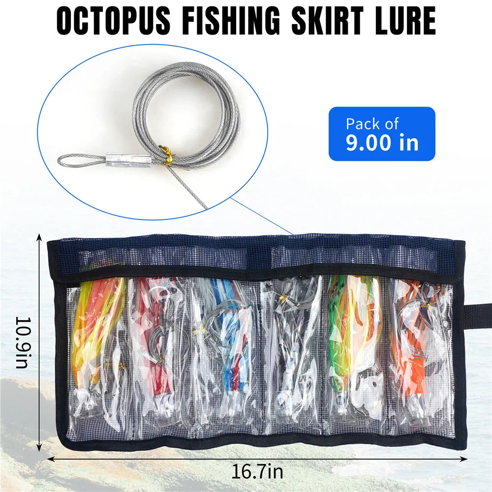 6pcs Big Game Trolling Skirts 6/9inch