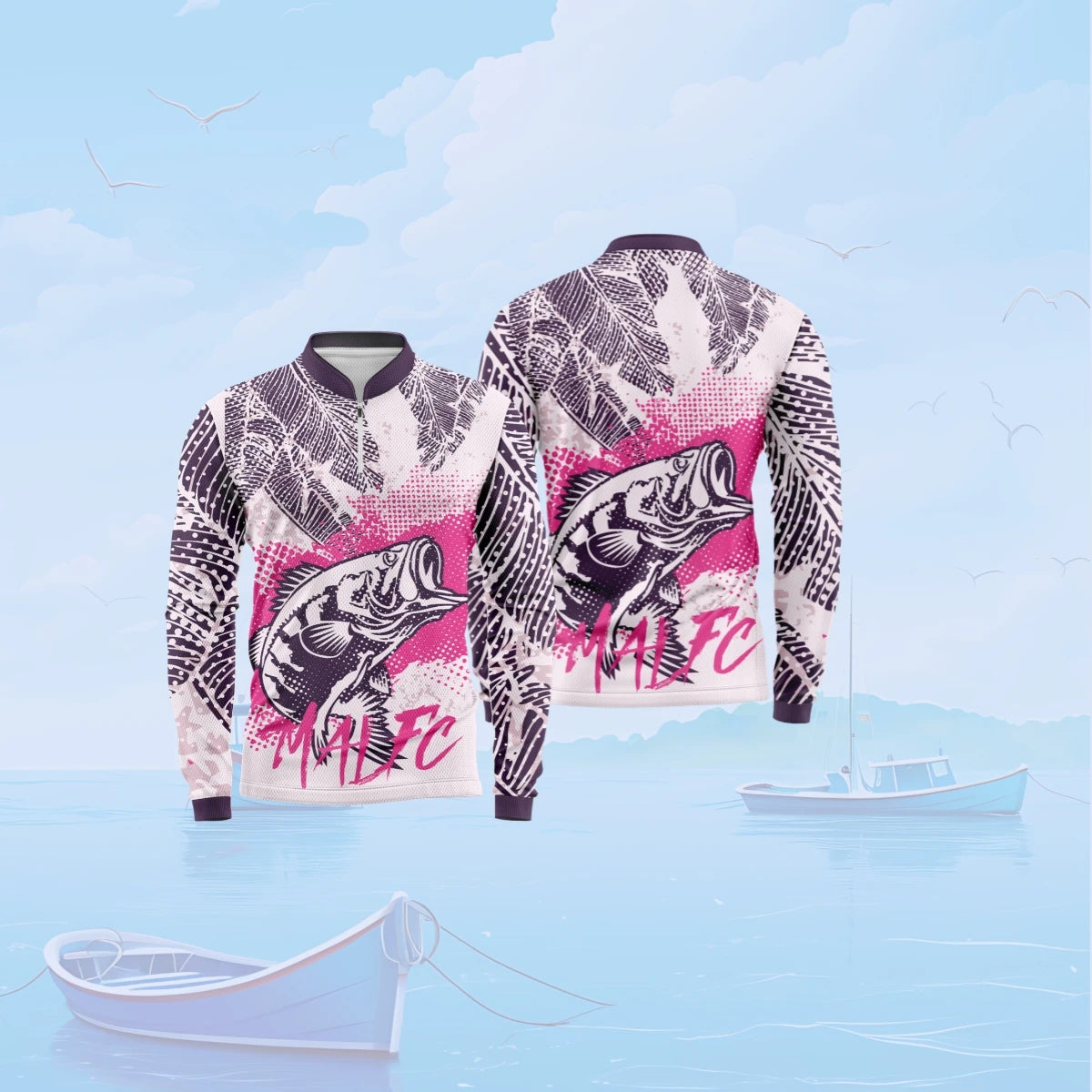 MALFC Long Sleeve Zip-Up Fishing Shirt β Quick-Dry, Breathable & UPF 50+ Sun Protection