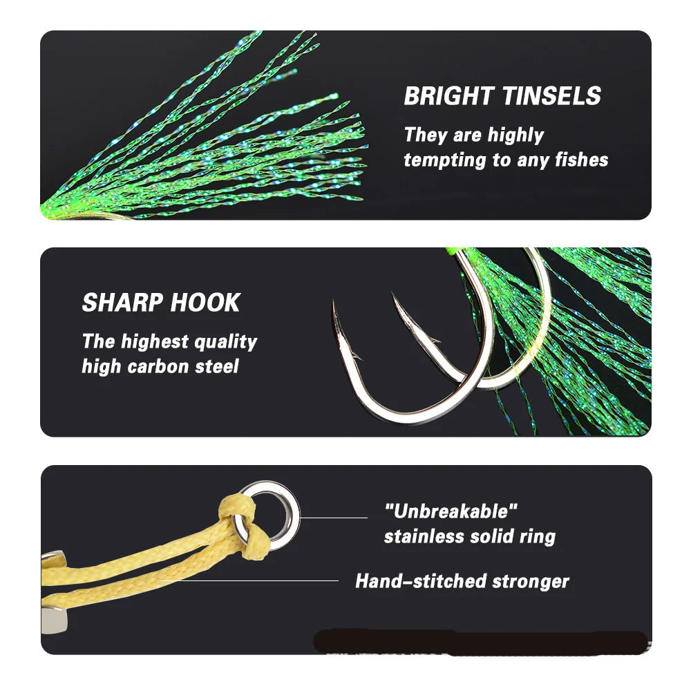 2Pairs/bag Double Barbed Premium Assist Hooks
