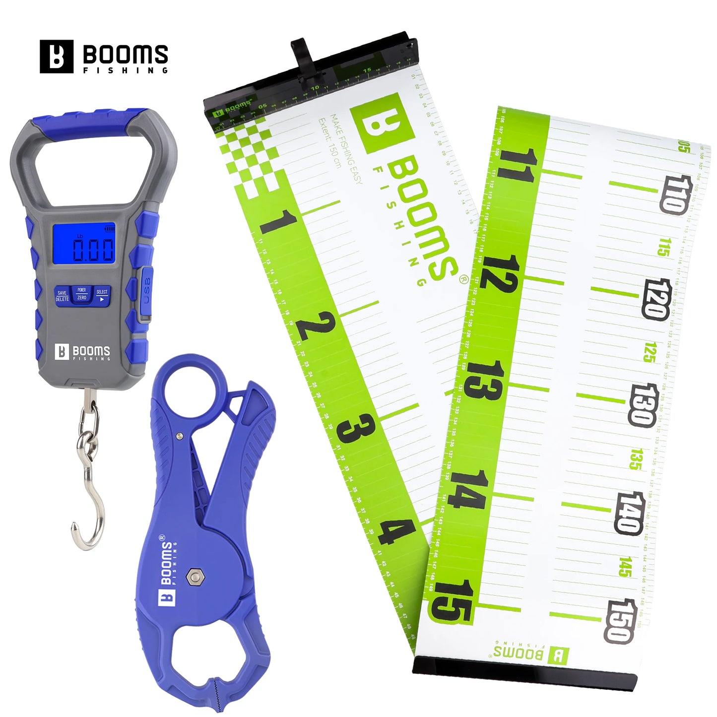150 cm Waterproof PVC Fish Measuring Ruler with Gripper & Rechargeable 30 kg Digital Scale