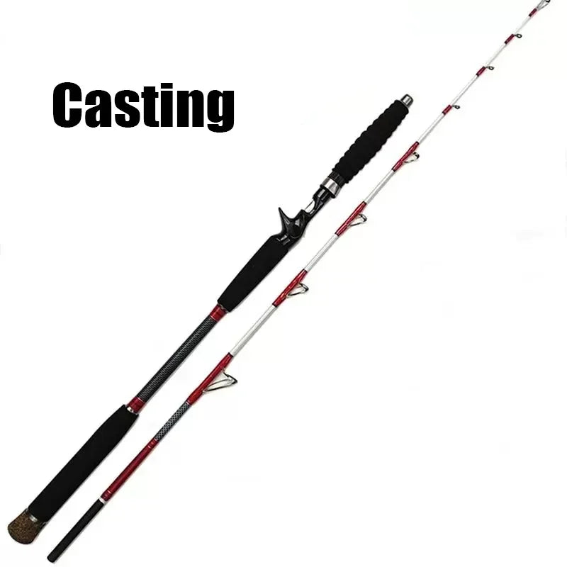 Deep Strike Carbon Jigbait Rod | 2-Piece Slow Action | 25–30lb Power | Boat & Rock Fishing