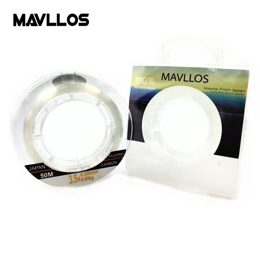 Mavllos Full Sink Fluorocarbon Fishing Line | 100% Fluorocarbon Leader | 50m / 100m | Japanese Carbon Line