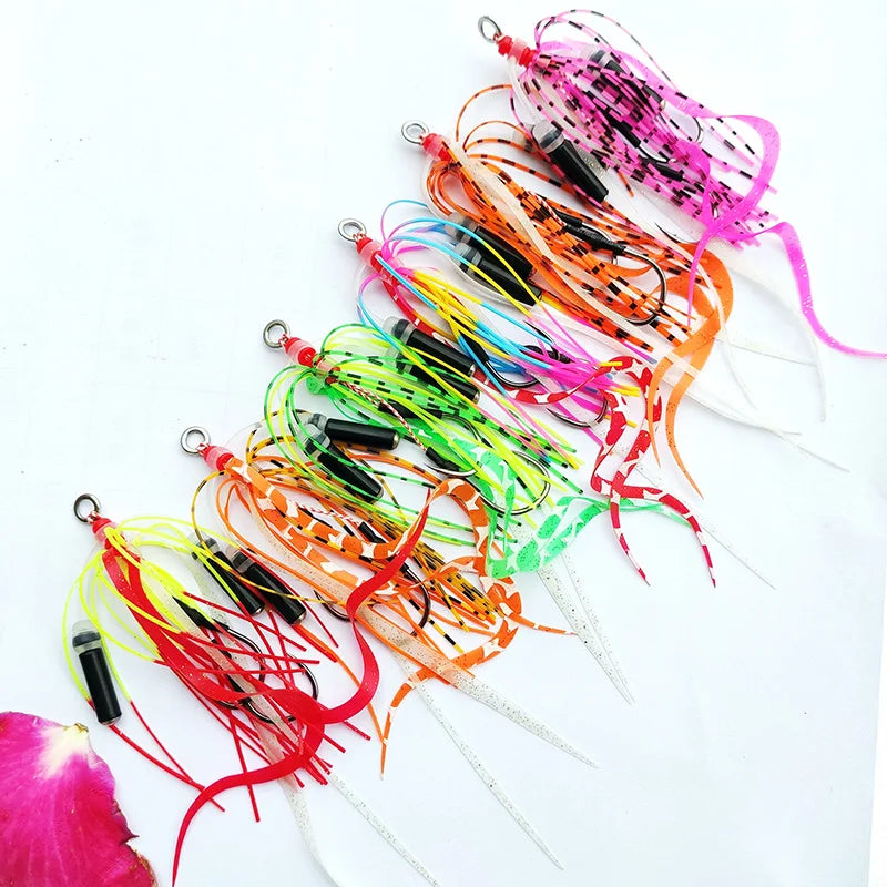50pcs Snapper Skirts with Hook Size 13#
