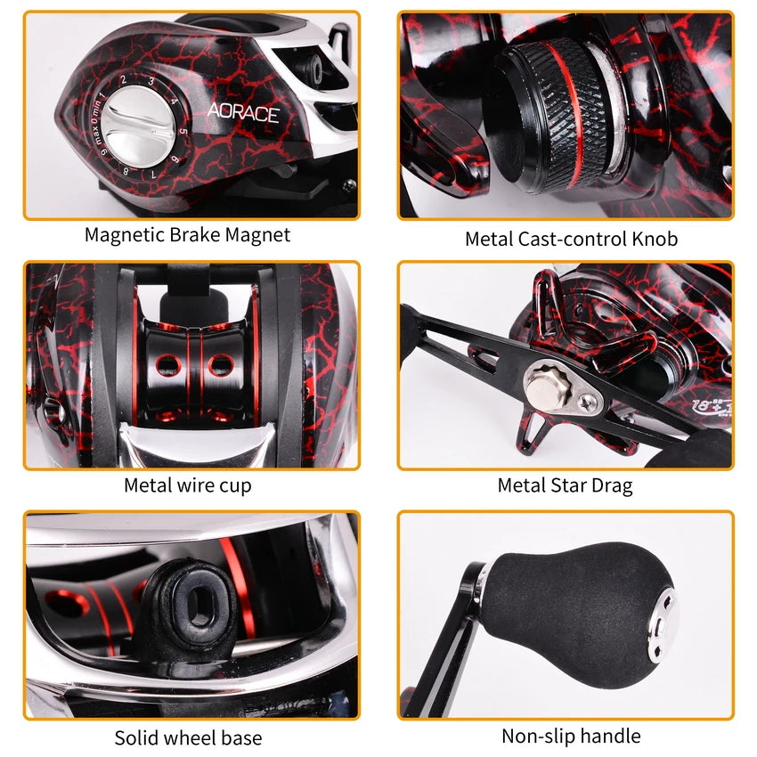 Beginner Baitcaster Reel 7.2:1 Gear Ratio 8-10KG Drag