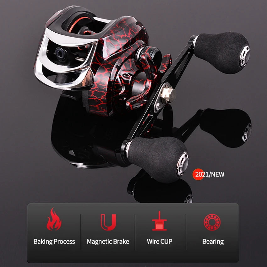 Beginner Baitcaster Reel 7.2:1 Gear Ratio 8-10KG Drag