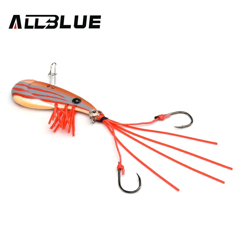 ALLBLUE Crazy Shrimp Metal VIB Lure | 7g / 14g | Sinking Blade Spoon | Assist Hook & Rubber Skirt | Bass & Predator Bait