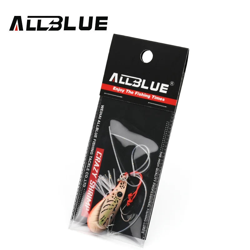 ALLBLUE Crazy Shrimp Metal VIB Lure | 7g / 14g | Sinking Blade Spoon | Assist Hook & Rubber Skirt | Bass & Predator Bait