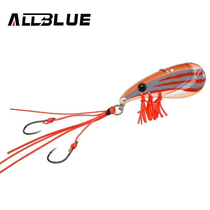 ALLBLUE Crazy Shrimp Metal VIB Lure | 7g / 14g | Sinking Blade Spoon | Assist Hook & Rubber Skirt | Bass & Predator Bait