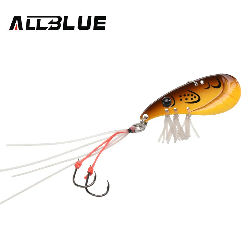 ALLBLUE Crazy Shrimp Metal VIB Lure | 7g / 14g | Sinking Blade Spoon | Assist Hook & Rubber Skirt | Bass & Predator Bait