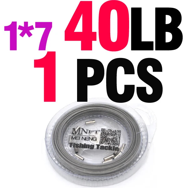 MNFT Nylon Coated Stainless Steel Leader Line 10 Meter 7*7 Strands 80LB,1*7 Strands 40LB