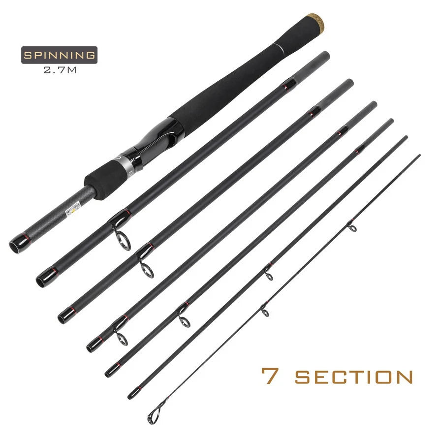 Travel Rod 2.1m 2.4m 2.7m Carbon Spinning Casting Ultralight ML