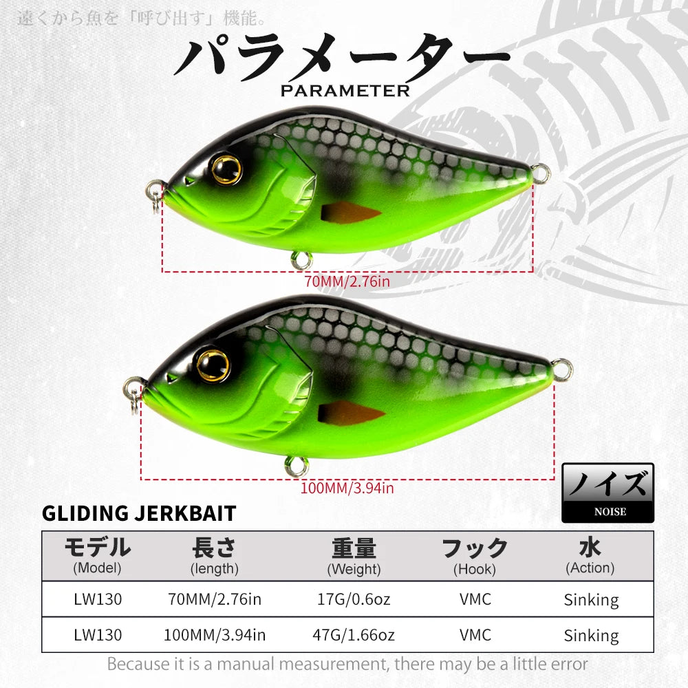 Hunthouse Slider Sinker VIB Lures (3-Pack) | 70mm & 100mm | Variable Sinking Jerkbaits | Predator Fishing
