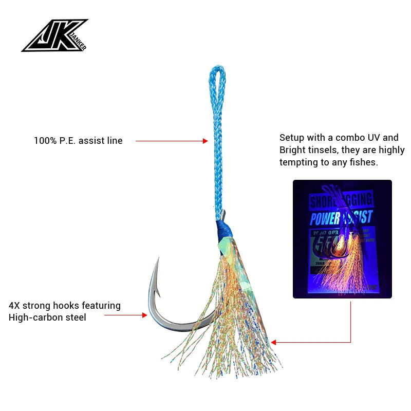 JK Jigs Assist Hook Barbed Single Jig Hooks