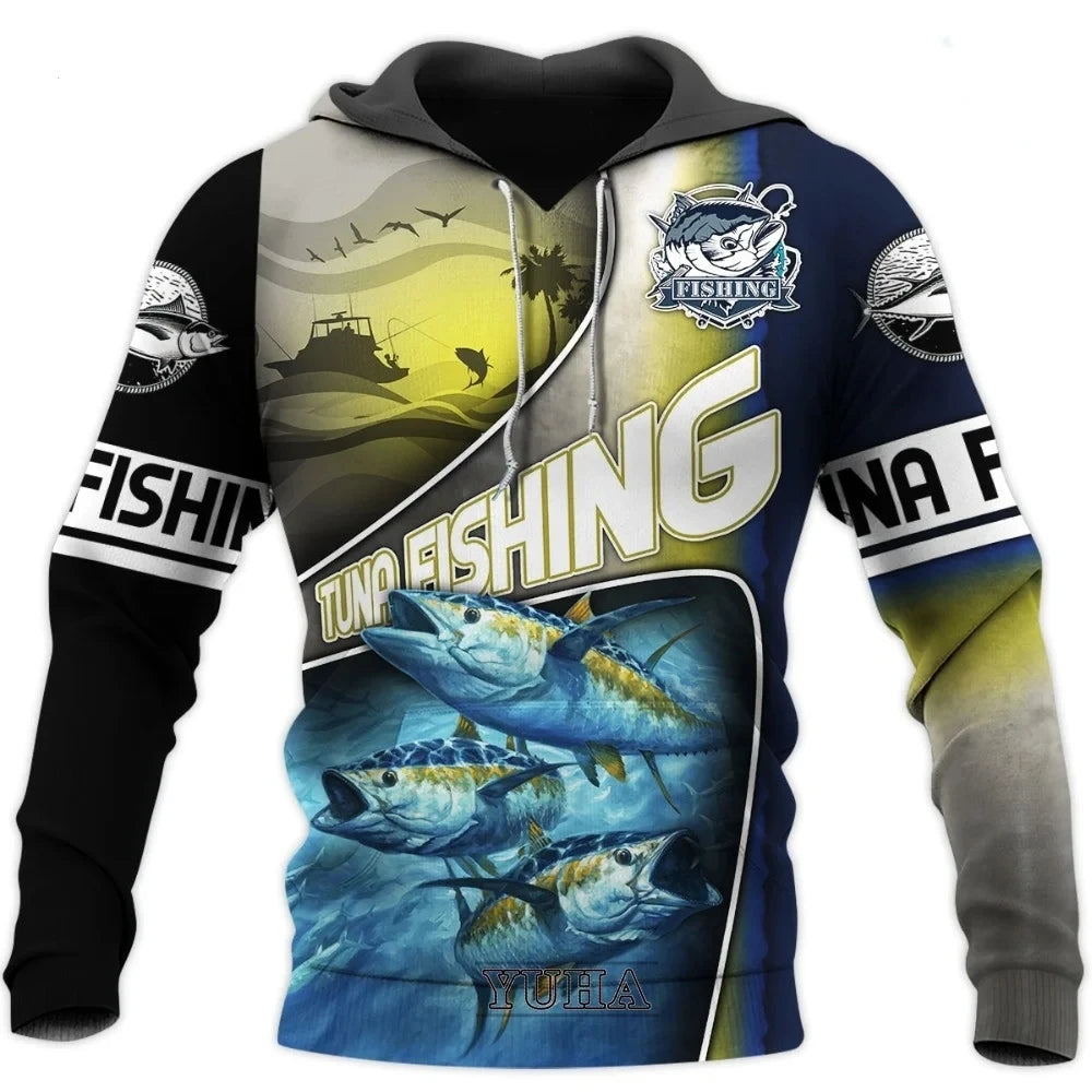 Fishing Hoodie | 3D Camo Print | Men’s Fishing Sweatshirt | Streetwear Pullover