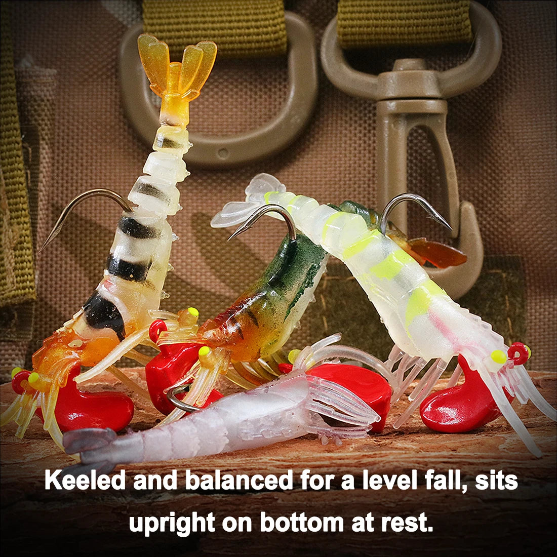 FishTrip 3Pcs Shrimp with Weight 5cm/7cm