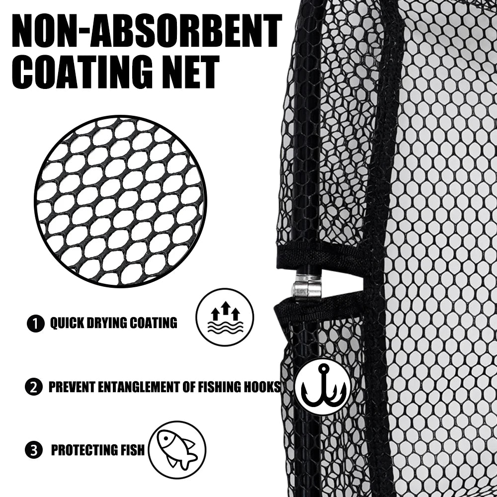 SAMOLLA Telescopic Fishing Landing Net | 130cm | Small Mesh | Retractable Hand Net