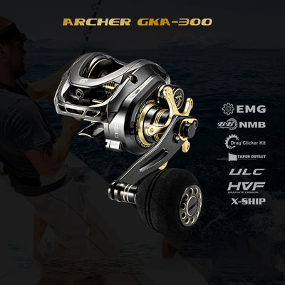 SOLOKING GKA300 Baitcaster Reel | 9.5KG Max Drag | Power Handle | 6.4:1 Gear Ratio | Brass Gears