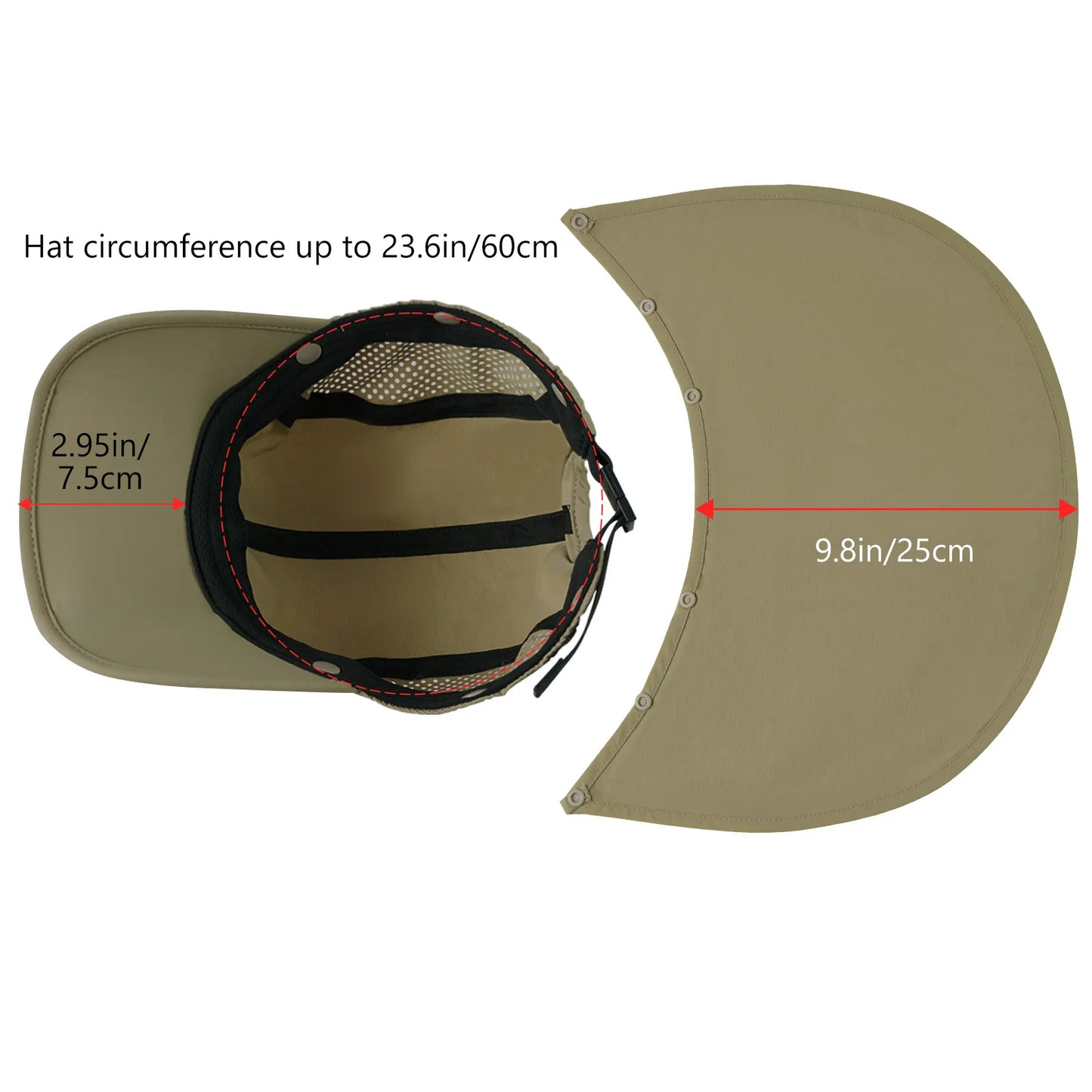 UPF 50+ Foldable Fishing Cap with Removable Neck Flap