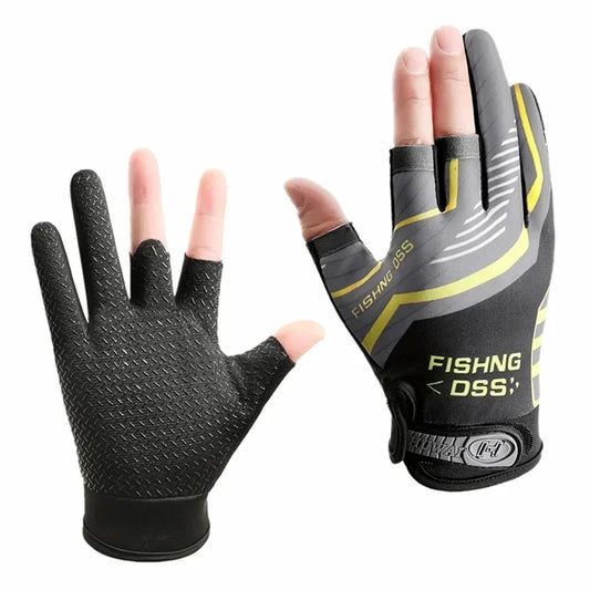 Men’s Summer Fishing Gloves | Ice-Silk Breathable Fabric | Anti-Slip | UV Protection | 3-Finger Cut Gloves