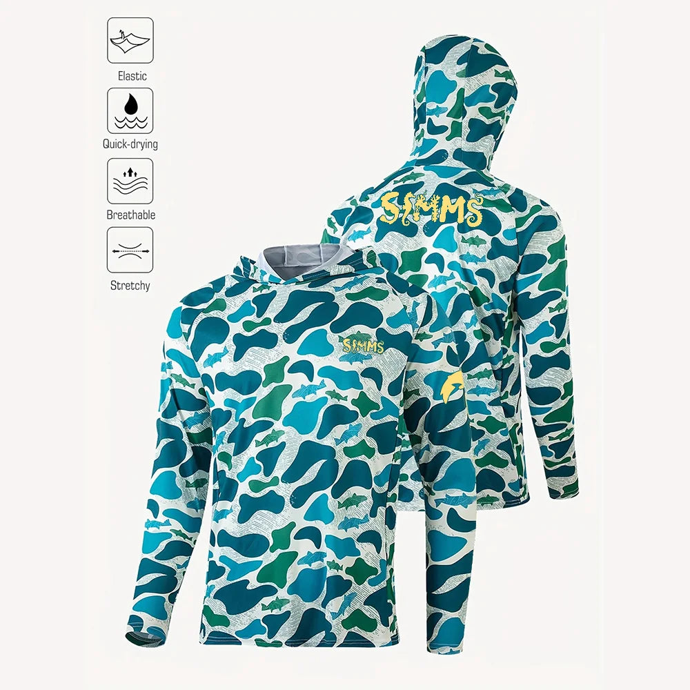 Simms Men’s Hooded Fishing Shirt | UPF 50+ Sun Protection | Moisture-Wicking | Quick-Dry Outdoor Performance Top
