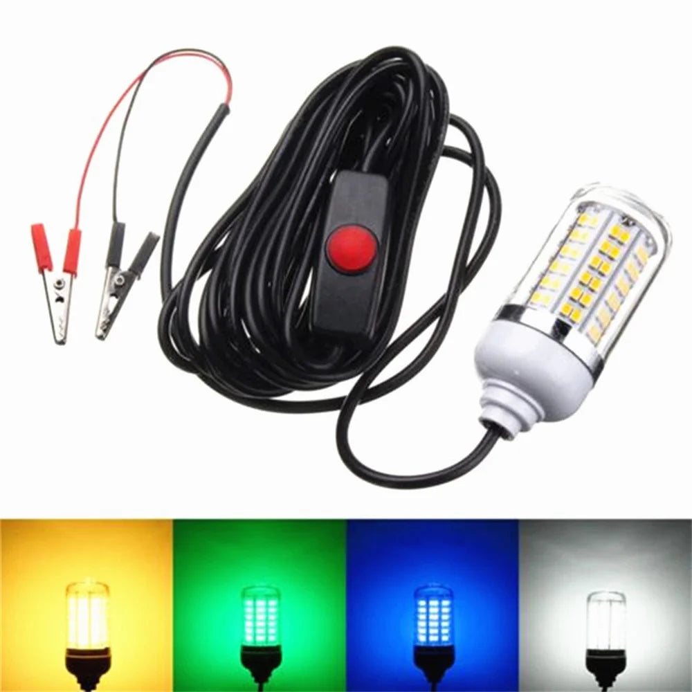 Underwater LED Fishing Light | AC/DC 12V | IP68 Waterproof | Multicolour Bait Attractor for Prawns, Squid & Fish