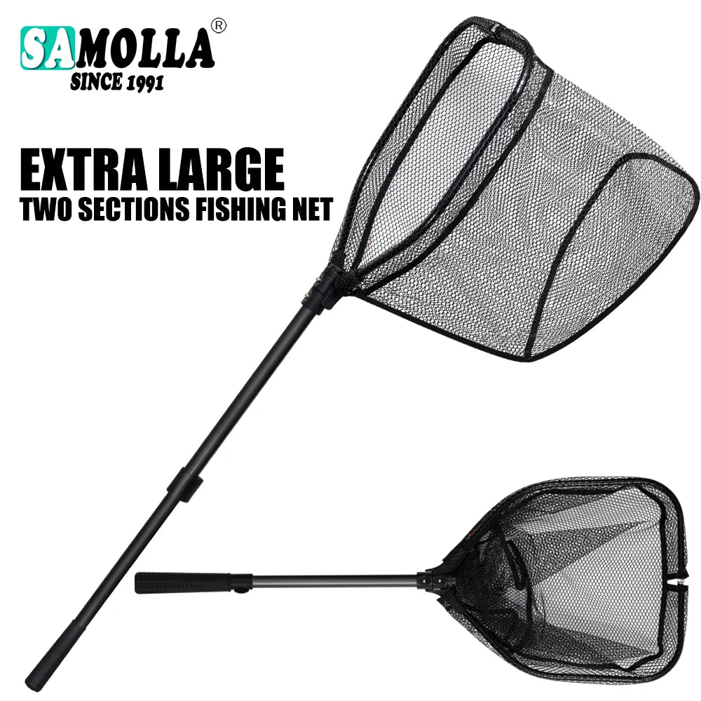 SAMOLLA Telescopic Fishing Landing Net | 130cm | Small Mesh | Retractable Hand Net