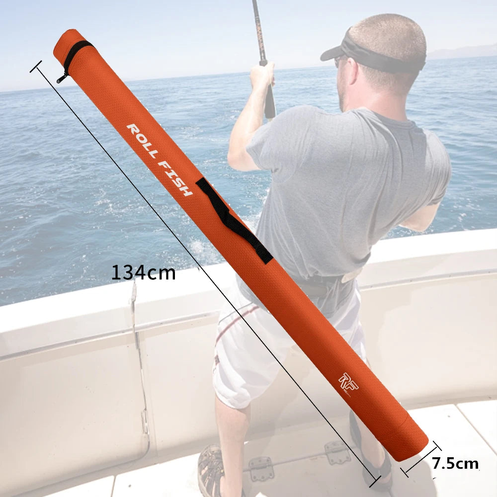 Hard Shell Travel Rod Case – 105–150 cm Adjustable Protective Tube (Orange)