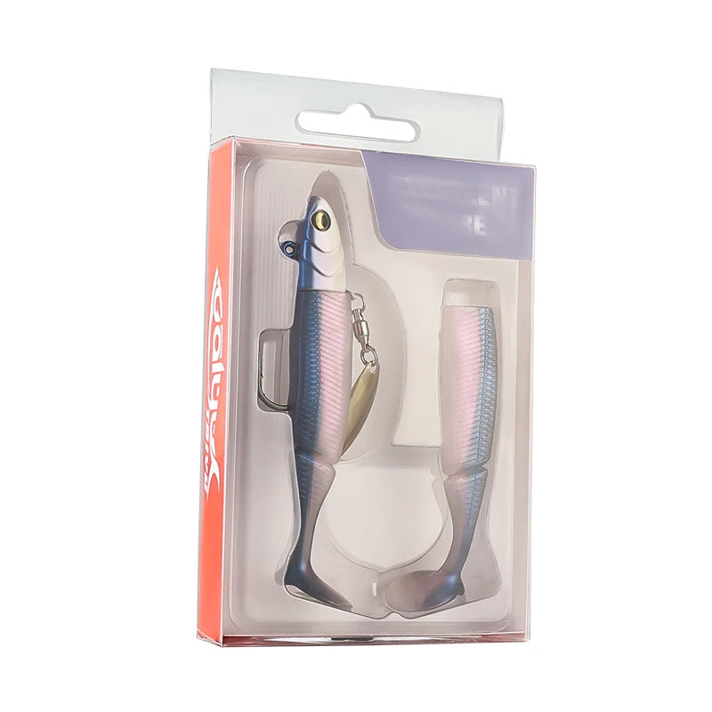 TAIYU Soft Lure & Spinner Combo | 20g Jig Head | T-Tail Silicone Wobbler + Metal Spoon Blade | Pike, Trout & Bass