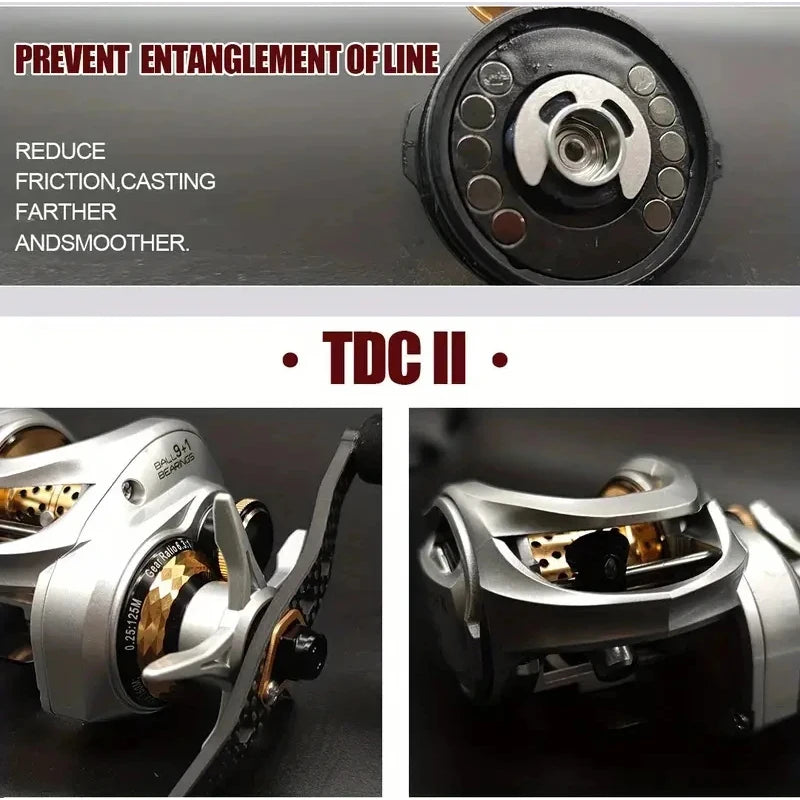 TDC3000 Gen 2 Baitcasting Reel | All-Metal Water Drop Design | 9+1 Bearings | 6.3:1 Gear Ratio | 16KG Max Drag