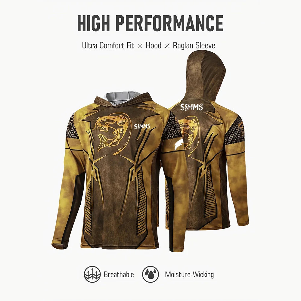 Simms Men’s Hooded Fishing Shirt | UPF 50+ Sun Protection | Moisture-Wicking | Quick-Dry Outdoor Performance Top