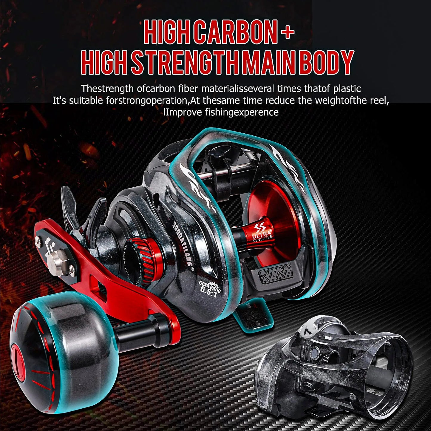 Sougayilang CDS 400 Baitcasting Reel | 6.5:1 | 9+1BB | 16KG Max Drag