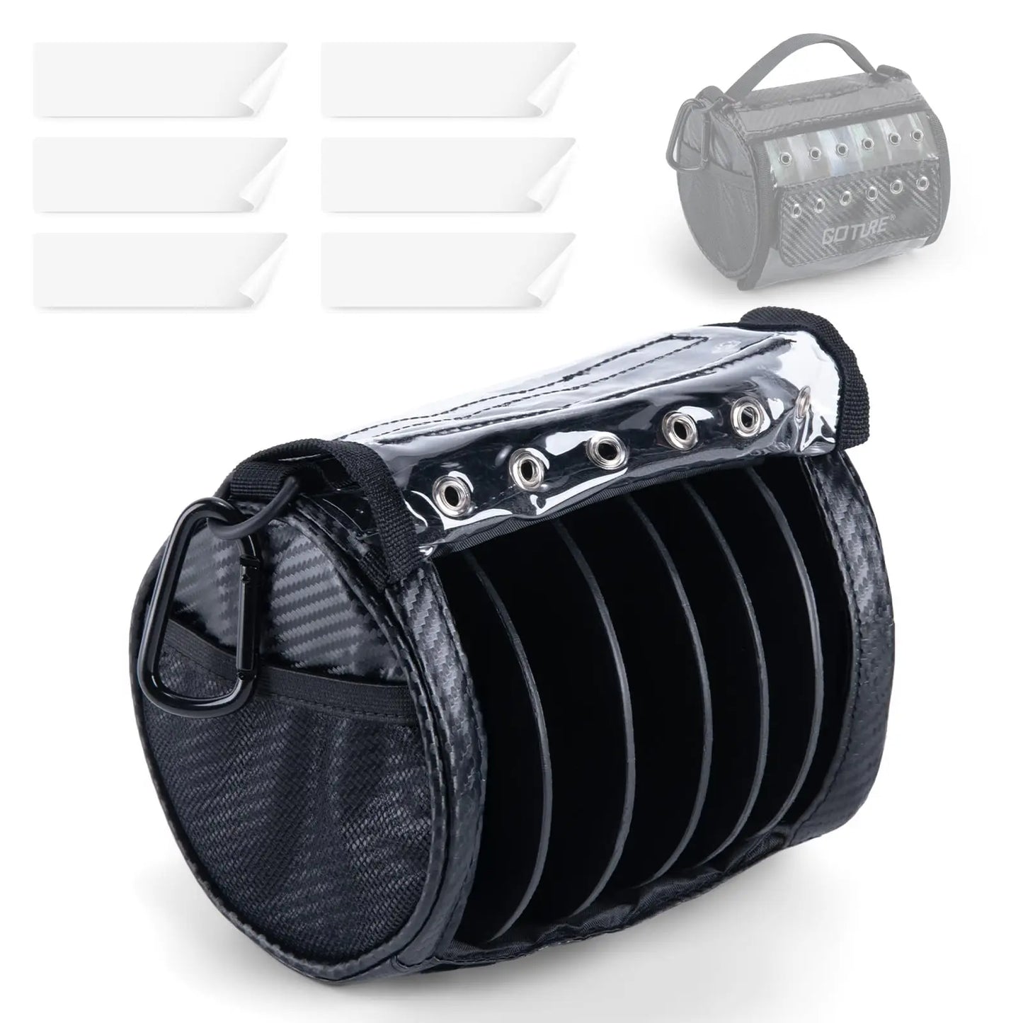 Goture Fishing Line Storage Bag | 3–6 Outlet Holes | Clear Window | Removable Divider | Line Spool Organizer