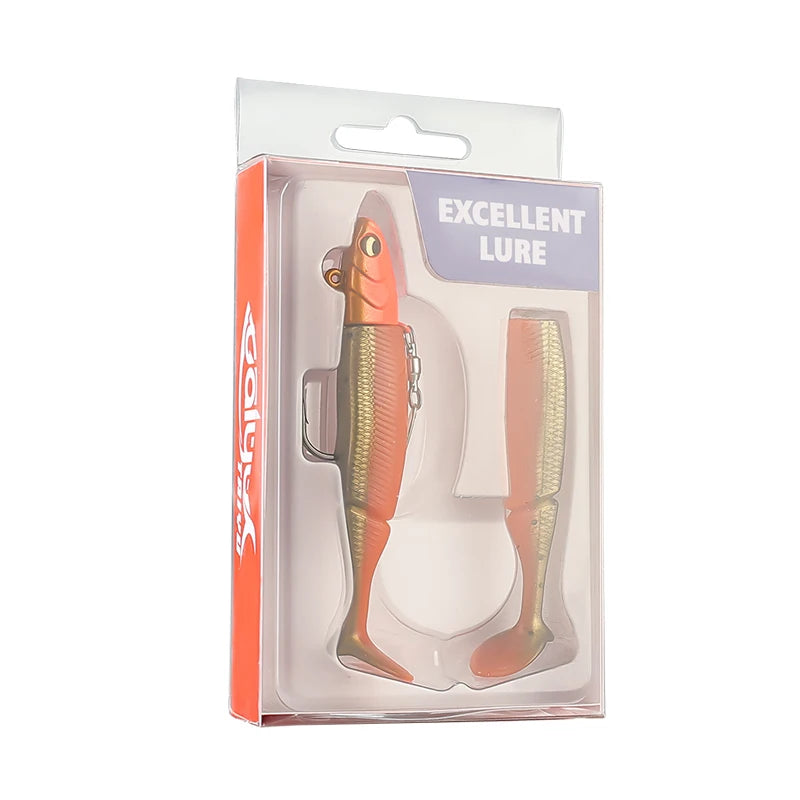 TAIYU Soft Lure & Spinner Combo | 20g Jig Head | T-Tail Silicone Wobbler + Metal Spoon Blade | Pike, Trout & Bass