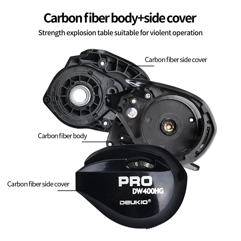 DEUKIO Baitcasting Reel | 7.2:1 High-Speed | 16KG Max Drag | Extended Power Handle | Freshwater & Saltwater