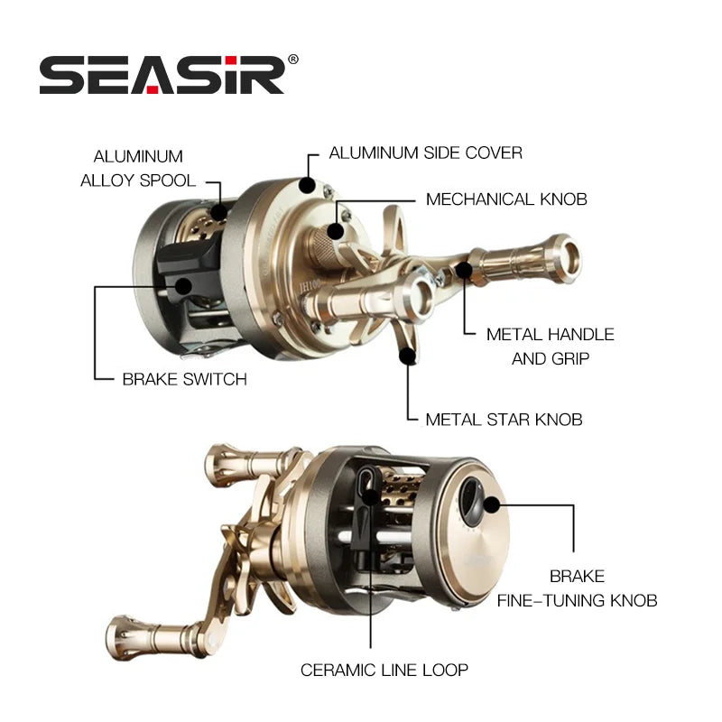 SEASIR JH All-Metal Drum Baitcasting Reel | 9+1BB | 7kg Drag | Saltwater Ready