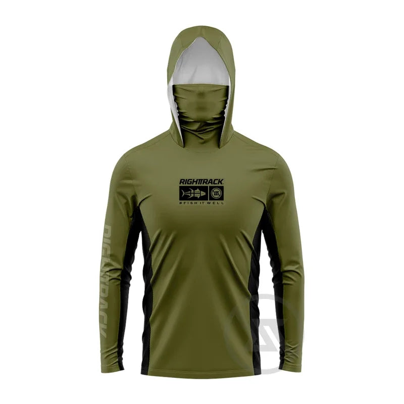 Fishing Hoodie with Built-In Mask – UPF 50+ Sun Protection, Quick-Dry & Breathable Fabric
